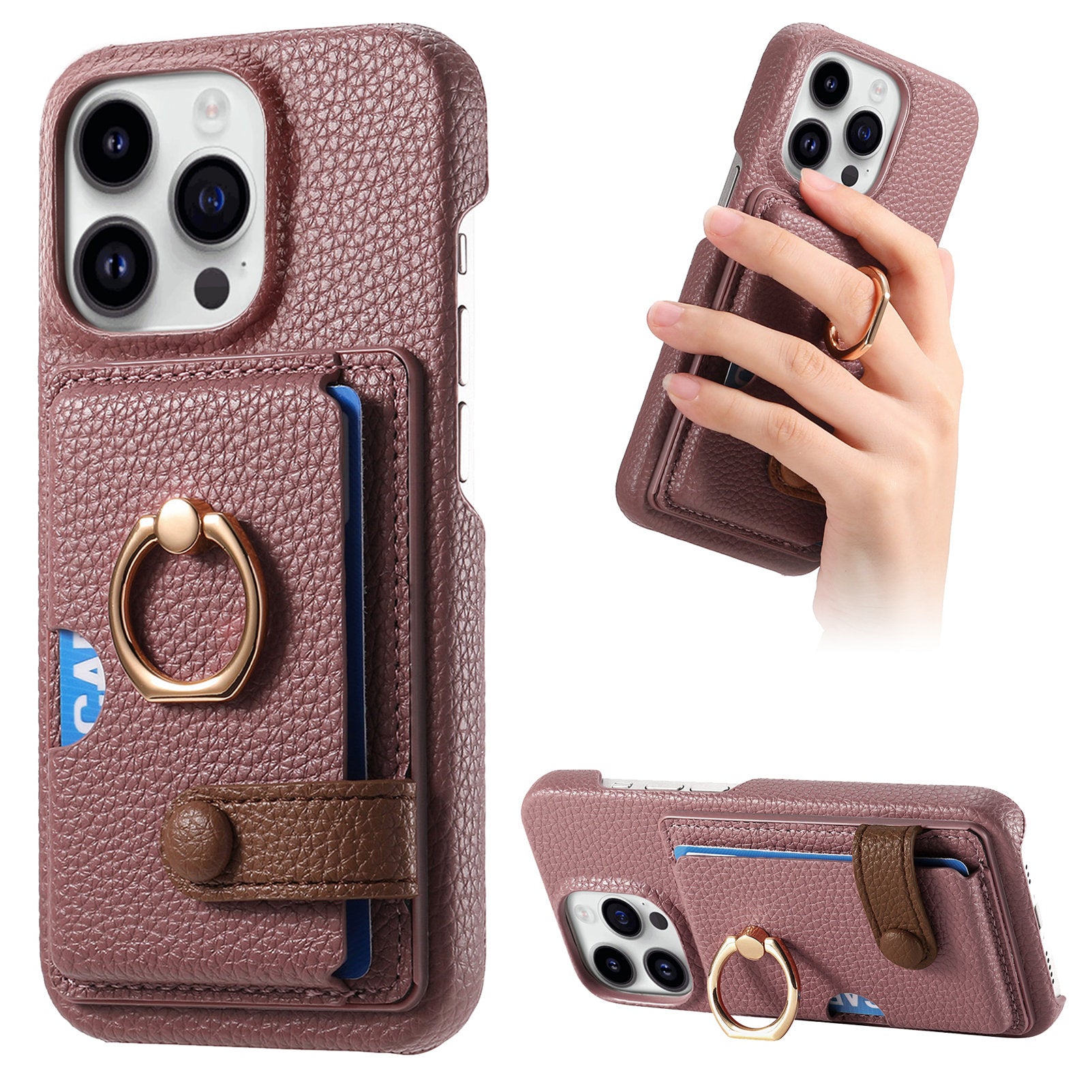 Y2 For iPhone 13 Pro Case Card Slot PU+PC+TPU Phone Cover with Kickstand Y2 For iPhone 13 Pro Case Card Slot PU+PC+TPU Phone Cover with Kickstand